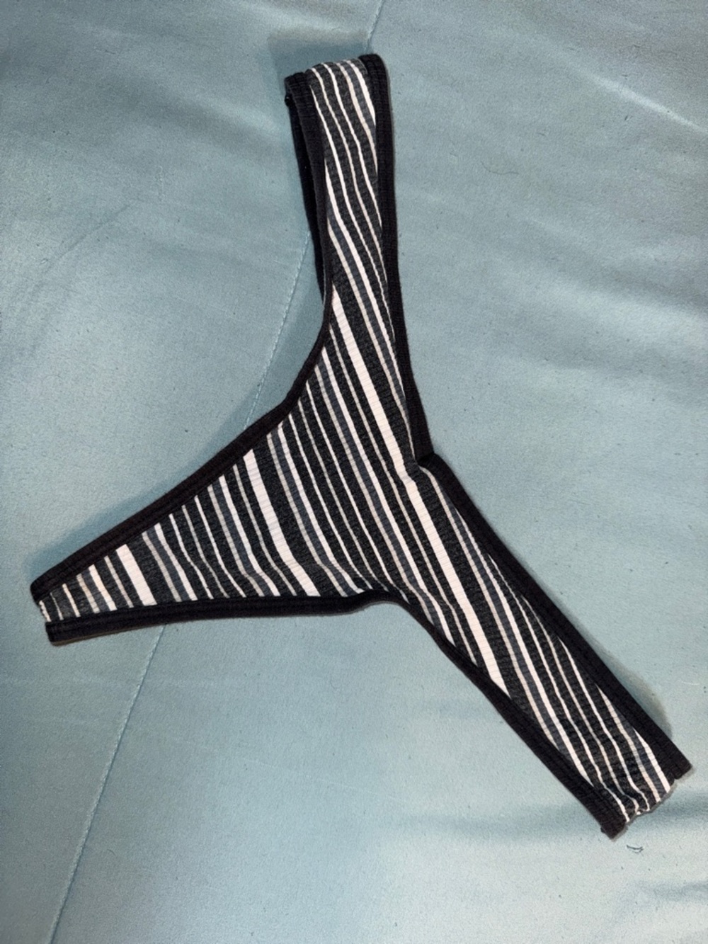 No Boundaries Black and White Striped Thong